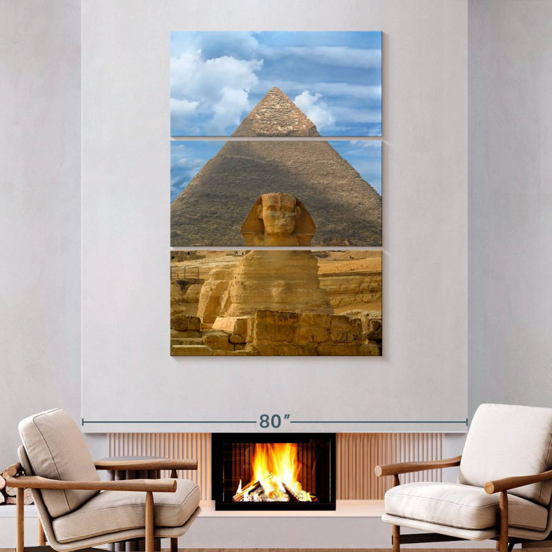 Masam Sphinx And Pyramid In Giza, 74" H x 48" W