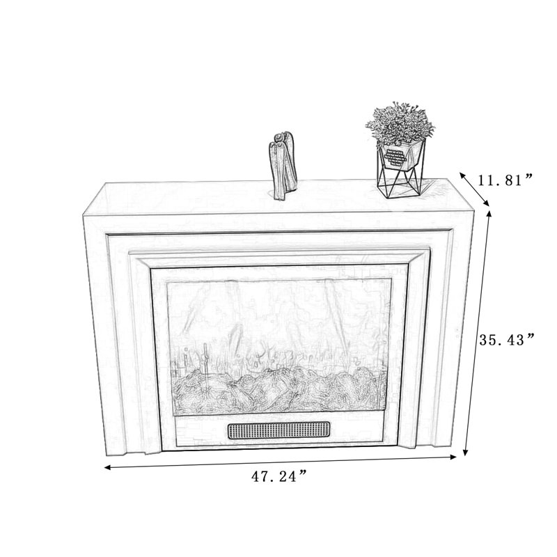 White Solid Wood Electric Fireplace