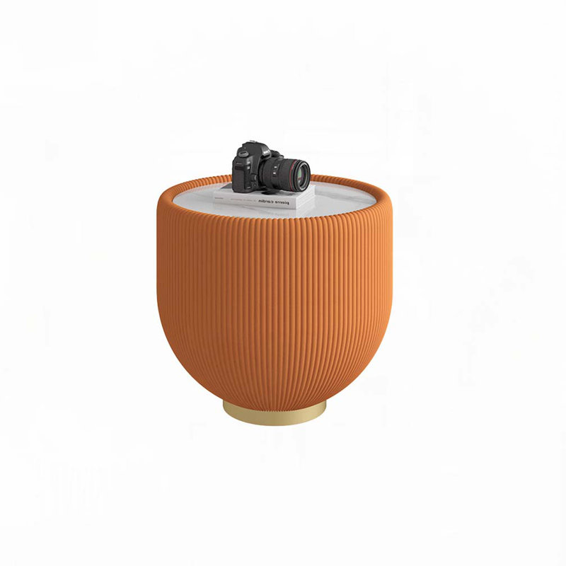 Cup Shape Leather Coffee Table, Orange