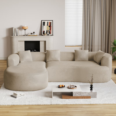 Curved Boneless L-Shaped Sectional Sofa With Chaise Lounge, No Assembly Required