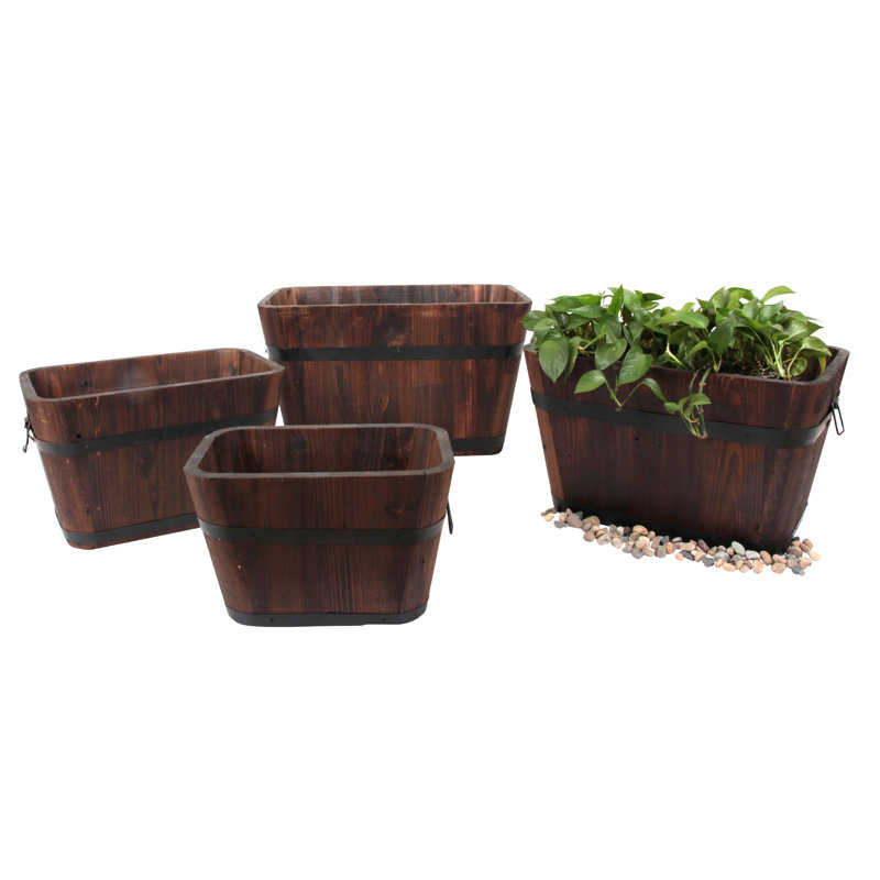 Ensemble de pots à fleurs en tonneau 4 pièces
