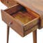 Table de couloir courbée en bois massif à 2 tiroirs, pieds nordiques, brun foncé