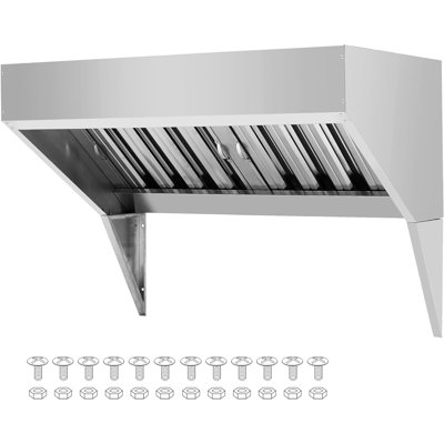 5ft Commercial Range Hood - 201 Stainless Steel Kitchen Exhaust Hood with 2 Detachable U-Shaped Oil Filters, Ventilation System for Restaurant, Food Truck & Commercial Kitchen
