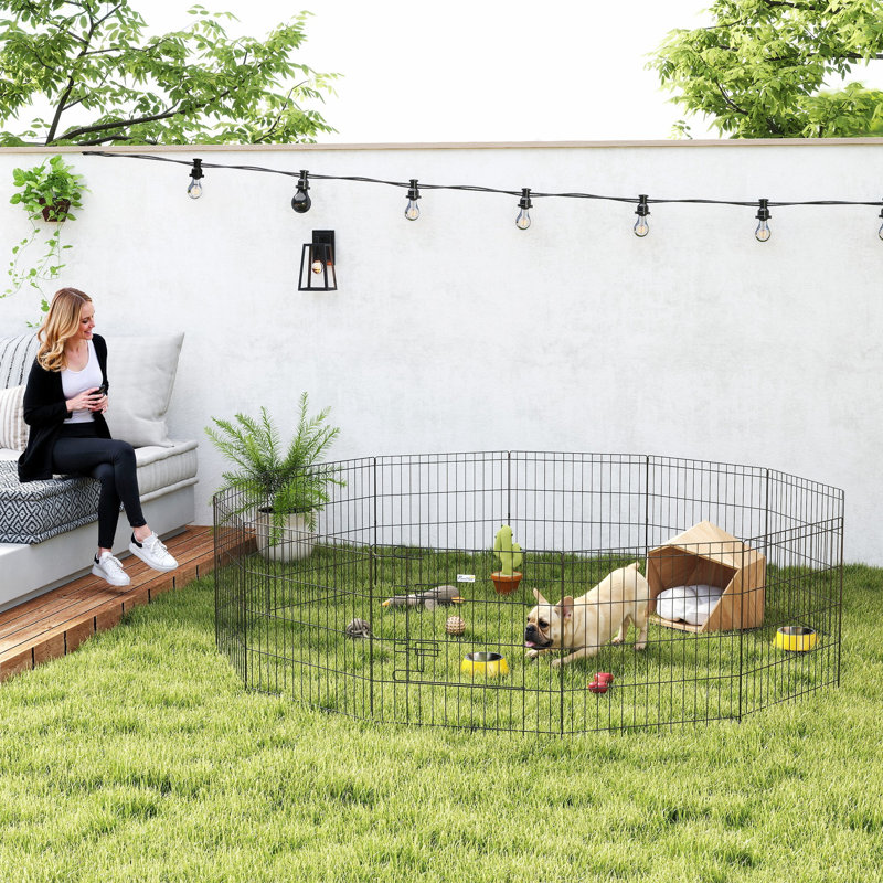 Parc pour chien pliable en métal, H 24 po x l 92,5 po x P 92,5 po