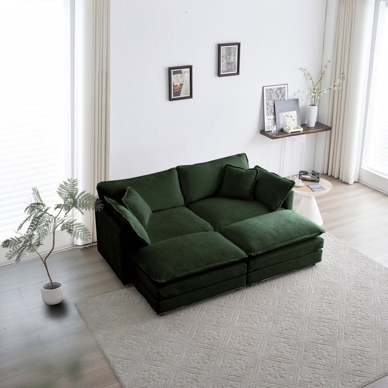 Chenille Modular Sectional Sofa, Green