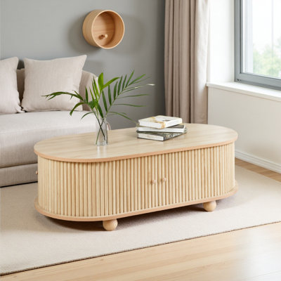 TABLE LATÉRALE DE RANGEMENT OVALE EN MDF
