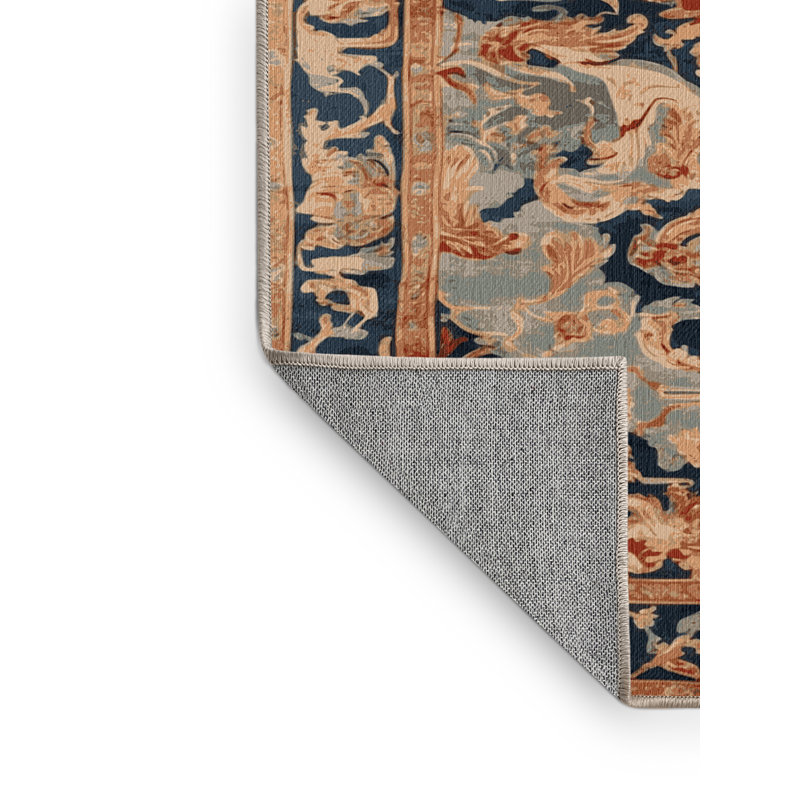 Tapis brun français lavable à la machine, Rond 3 pi