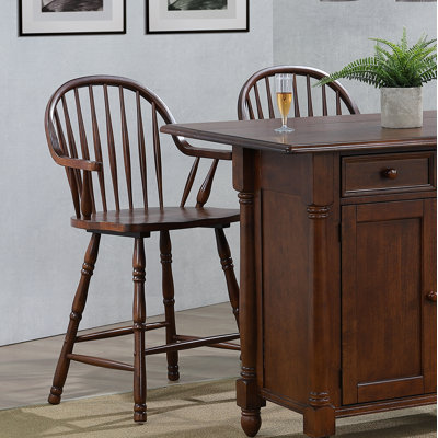 Chaggai Solid Wood Counter Stool with Solid Wood Frame