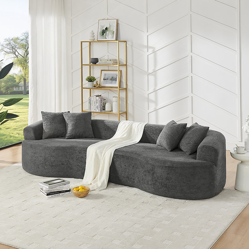 Canapé modulaire courbé à 4 places Modern Cloud, canapé de salon à compression minimaliste, sans assemblage requis, chenille, gris foncé