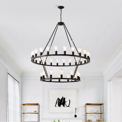 48 Inch Black Extra Large Wagon Wheel Chandelier