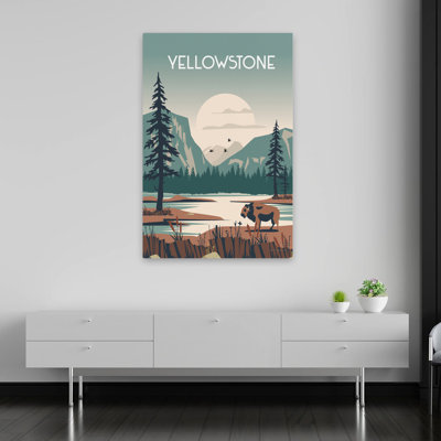 Yellowstone - Animals Bison Blue Brown Art