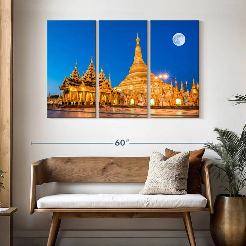 Temple bouddhiste Shwedagon, H 32 po x l 50 po