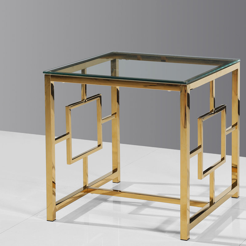 Wetherbee Glass Top End Table, Gold