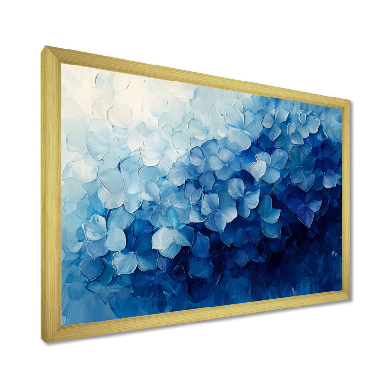 Velours hortensia lignes de grâce - hydrangées, art mural, H 12 po x l 20 po, Doré