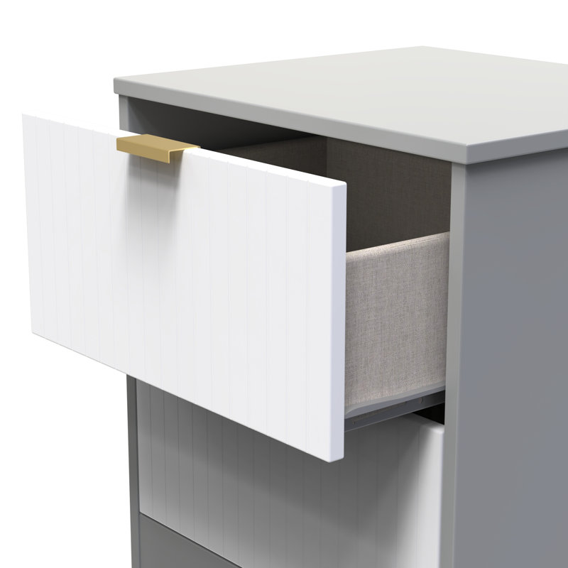 Barriner 45cm W Manufactured Wood Bedside Table, White Matt/Dusk Grey