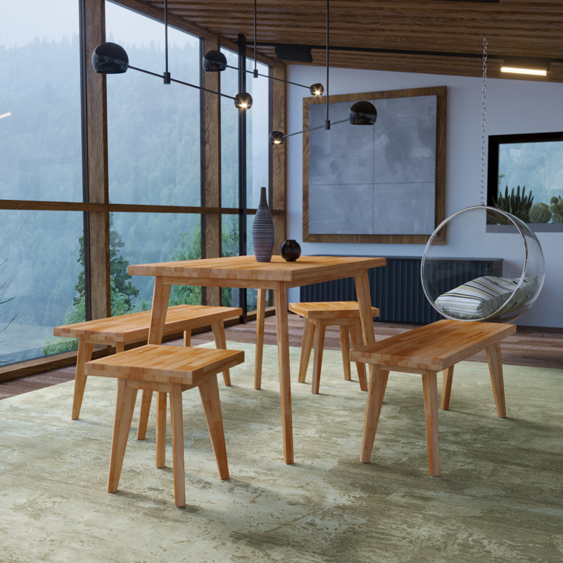 Rosalie wooden bench, 45cm H x 70cm W x 35cm D, Beech heartwood