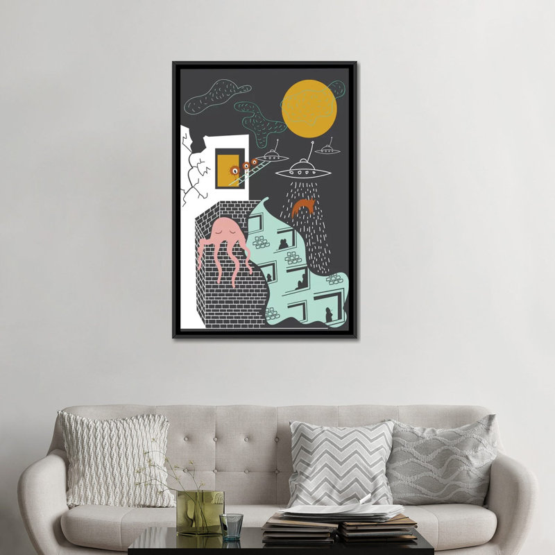 « facts », impression sur toile tendue, H 26 po x l 18 po x P 1,5 po, Toile avec cadre noir, Pas de tapis