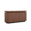 Buffet brun à 4 portes avec tablettes à plusieurs niveaux, portes pliantes et finition texturée pour le couloir du salon, rangement moderne à double usage de 58,3 po de largeur, esthétique contemporaine
