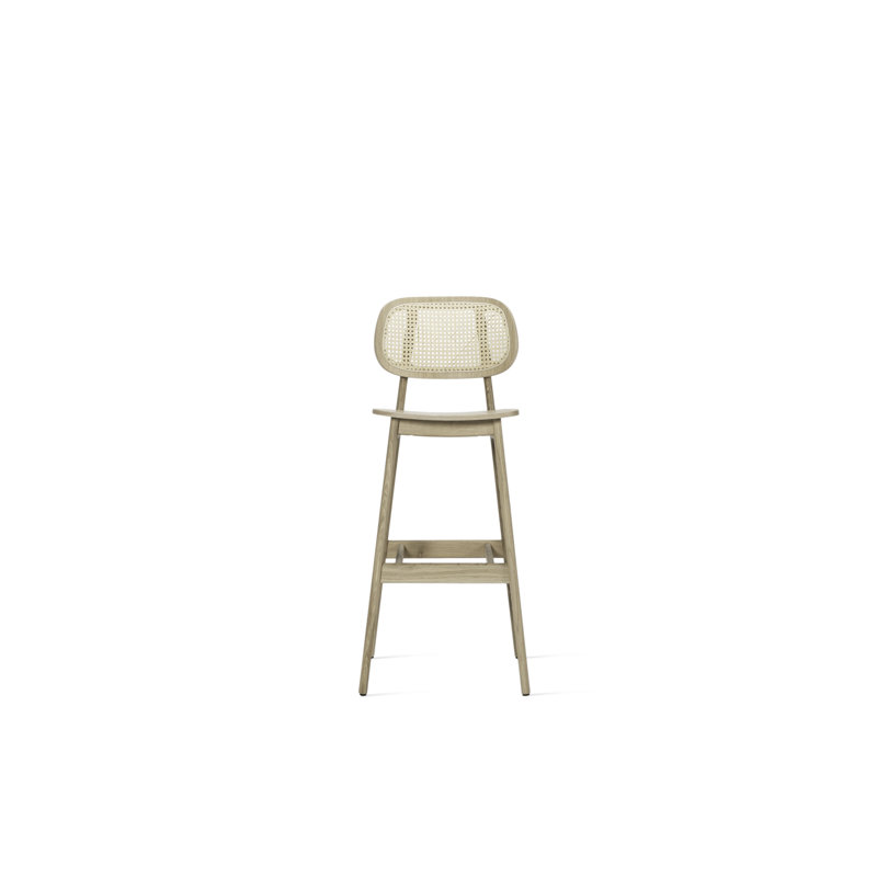 Titus Bar Stool with Solid Wood Frame, Natural