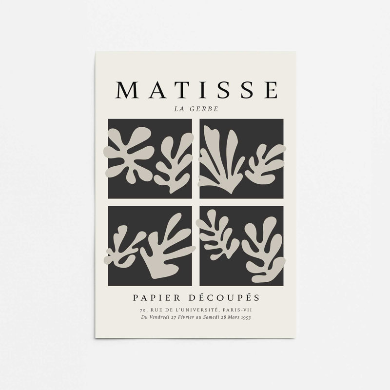Matisse's La Gerbe Quartet en noir , H 24 po x l 18 po, Impression sans cadre, Ne s’applique pas