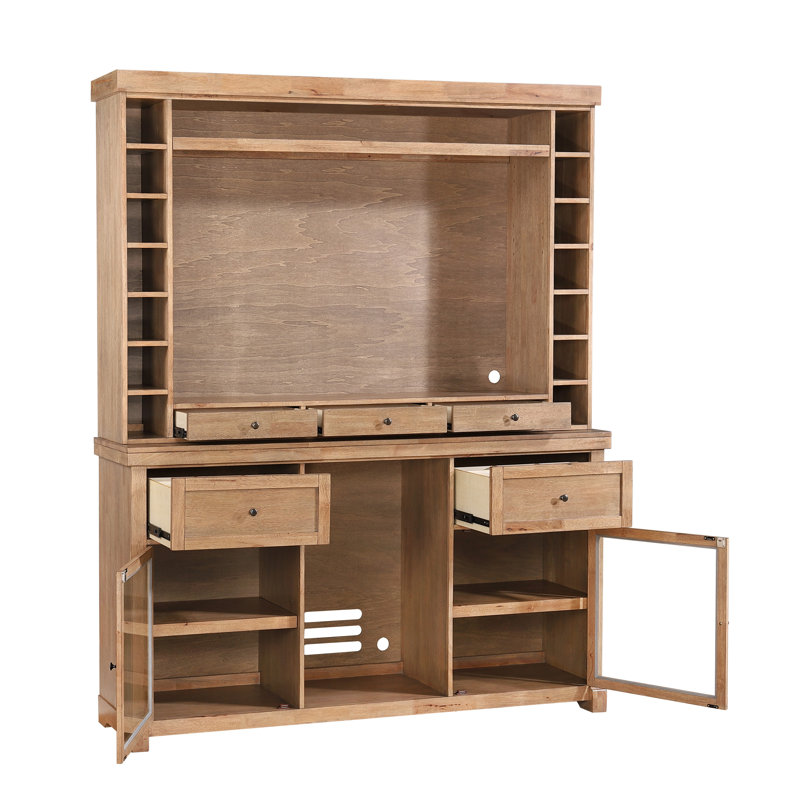 Solid Wood Dining Hutch With Fridge Opening