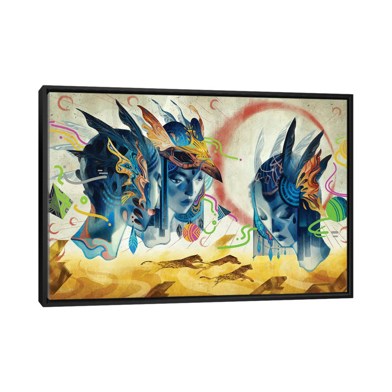 Legend Of Another Mainland by Sija Hong - Painting on Canvas, Black Framed, 101.6 cm H x 66.04 cm W