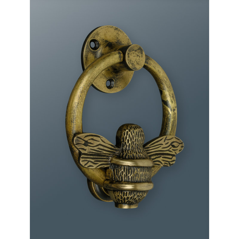 Sager Nickel Ring Bee Door Knocker, Heritage Brass
