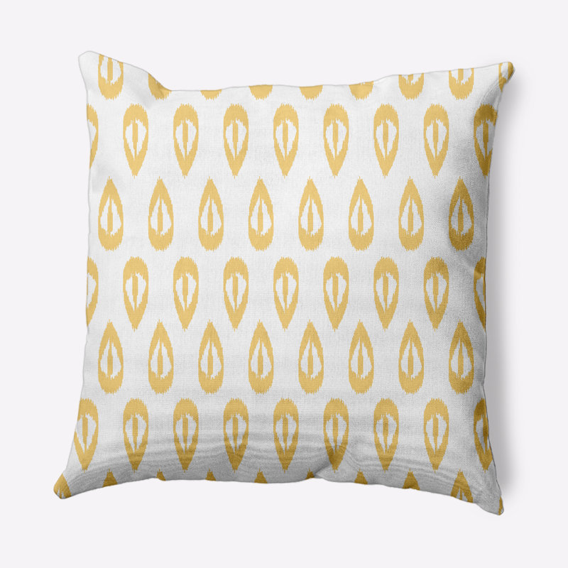 Housse et insert de coussin décoratif décoratif Ikat Tears, 20 po x 20 po, Jaune soleil