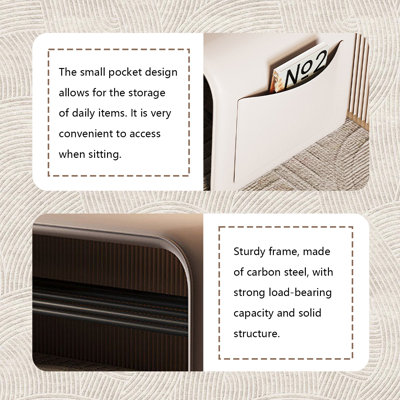 Banc à langer intégré en cuir véritable à usage domestique 35,43 po Milk Coffee