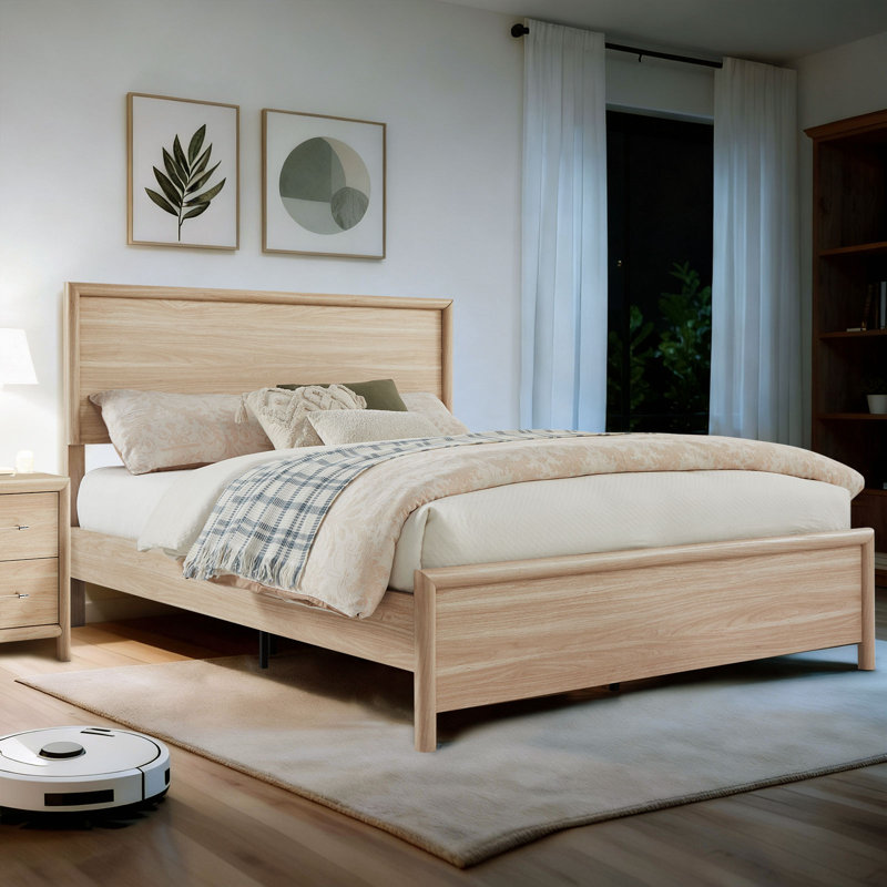 Bed Frame Queen Size With Headboard, Oak