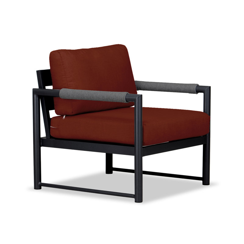 Alto Outdoor Lounge Chair, Spectrum Peacock Sunbrella® Plainweave, Black