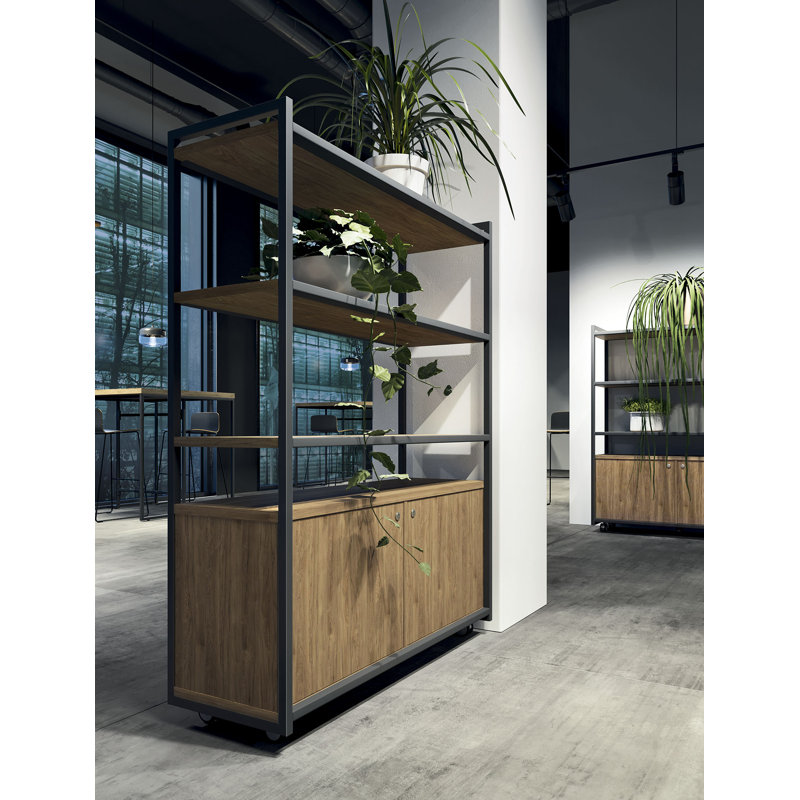 Deakins 176cm H x 119cm W Etagere Bookcase, White, White