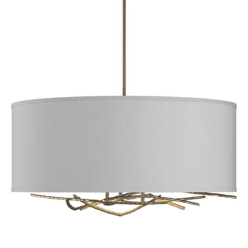 Brindille 3 - Light Drum Chandelier, Flax, Soft Gold, 21.4" - 66.4"