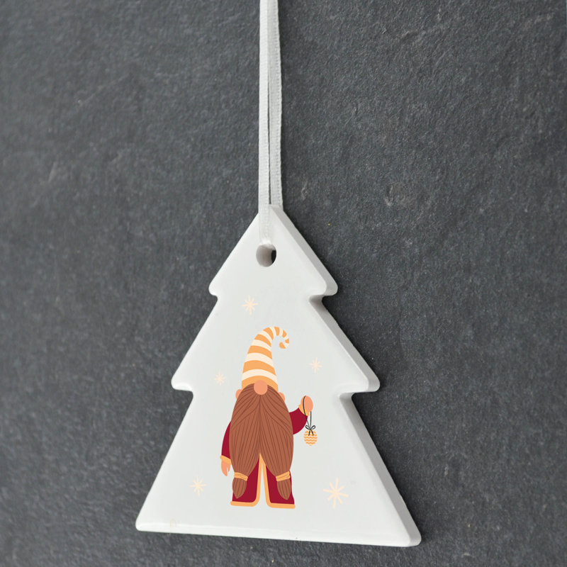 Carley Gnome Festive Gonk Bauble Tree Shaped Ceramic Ornament