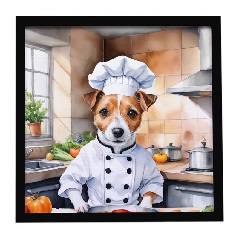 Jack Russell Terrier The Chef, reproduction d'art encadrée