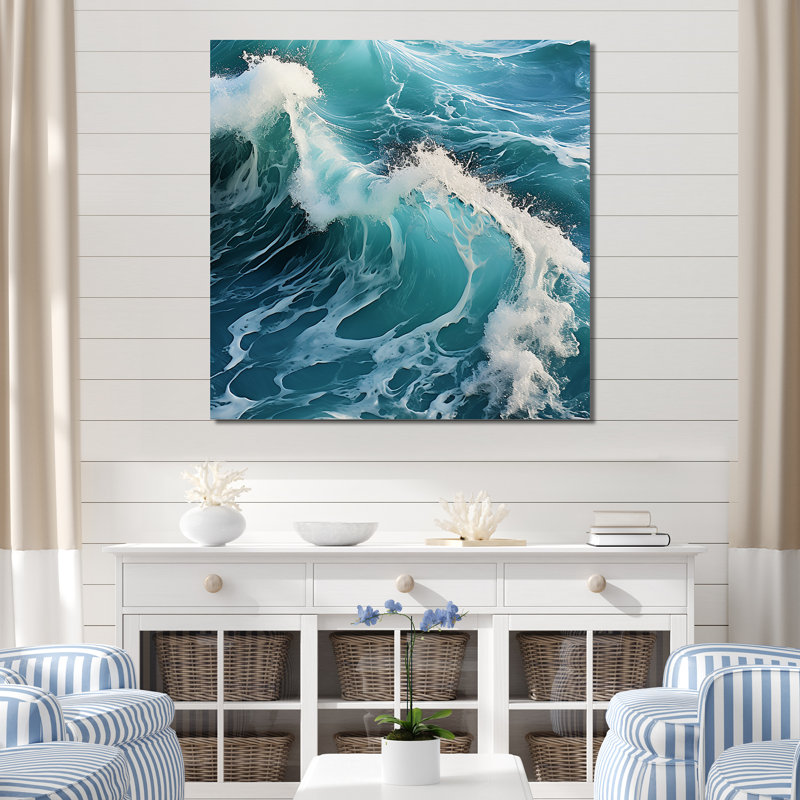 «Fauvism Blue Waves - Ocean», art mural sur toile, Toile tendue, H 30 po x l 30 po x P 1 po