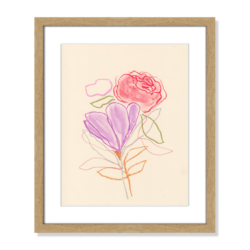 «Simple Floral III» par Bea Dina, Blanc, H 19 po x l 16 po x P 1,25 po, Papier avec cadre naturel naturel