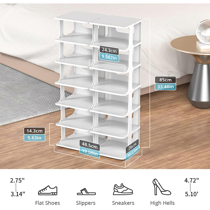 14 - Pair Stackable Shoe Rack, Gray
