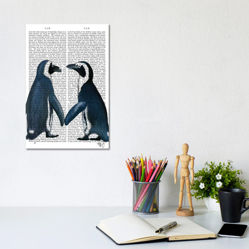 Penguins In Love by Fab Funky - Wrapped Canvas Gallery-Wrapped Canvas Giclée, 20.32 cm H x 30.48 cm W