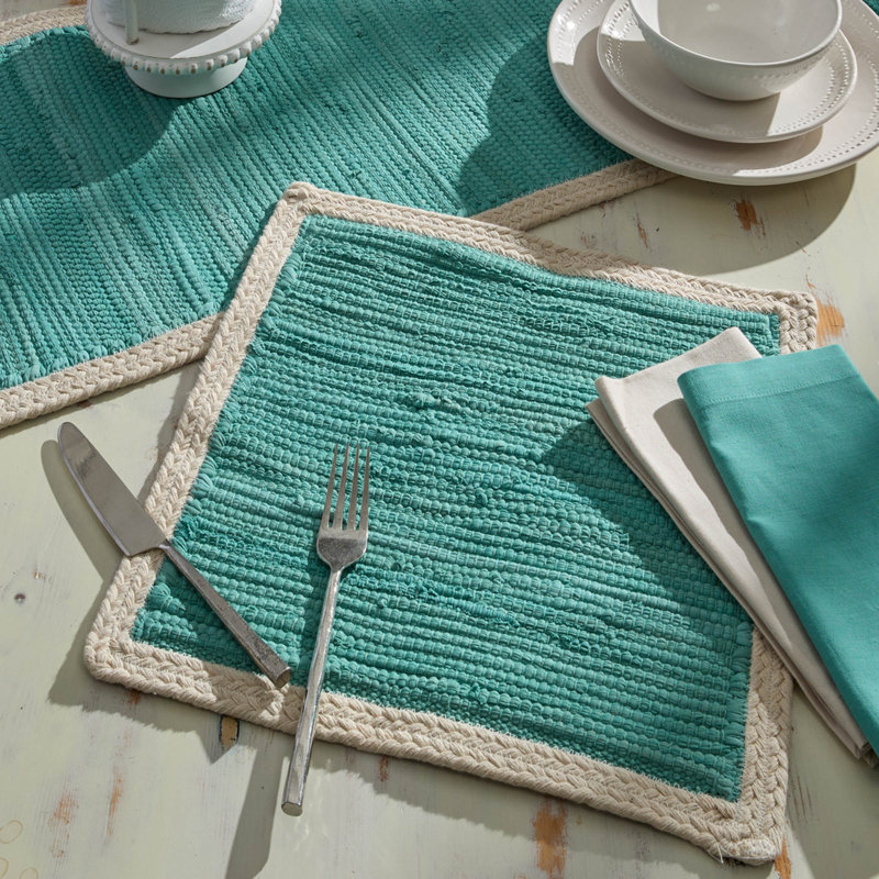 Ensemble de 4 napperons Gracie Oaks Pebble Dune, Bleu