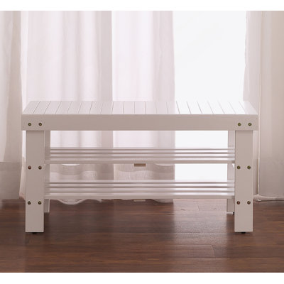 Quality Solid Wood Shoe Bench, White Finish