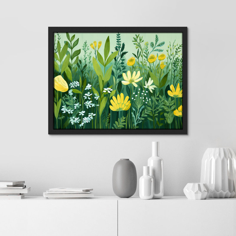 «Botanical Garden Vibrant Floral» sur papier, H 11 po x l 14 po, Noir