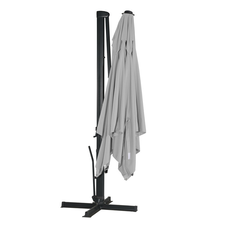 Parasol en porte-à-faux rectangulaire avec haut-parleur Bluetooth 13 'x 10' Mytchell, gris, H 103,6 po x l 156 po x P 120 po