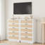 Commode 5 tiroirs en rotin pour chambre à coucher, commode en bois avec pieds intégrés pour le couloir et l'entrée-960417521