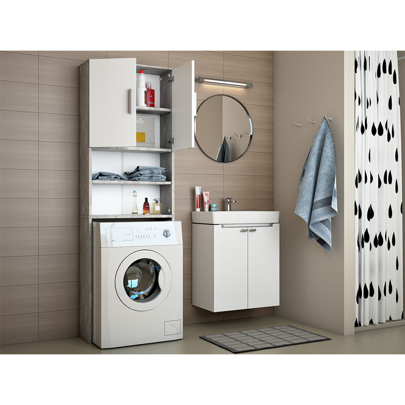 Vierra Back To Wall Toilet Unit, Grey/Brown/Blue
