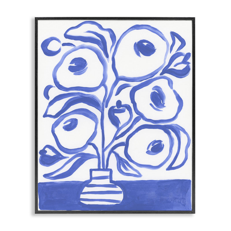 Vase moderne bleu June Erica Vess bg-083, Giclée encadrée noir minuit, H 14 po x l 11 po