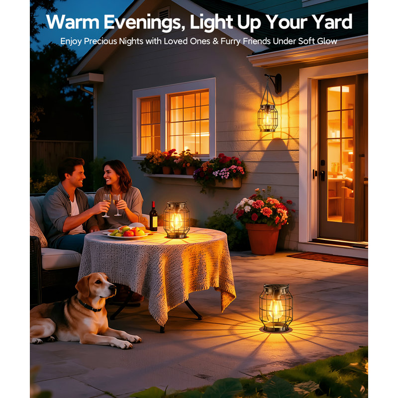 Lanternes solaires d'extérieur imperméables, luminaires suspendus lumineux améliorés pour l'extérieur avec crochets muraux, lanternes à énergie solaire, éclairage à DEL pour jardin