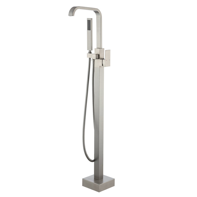 1 Handle Floor Clawfoot Tub Faucet with Diverter, Brushed Nickel