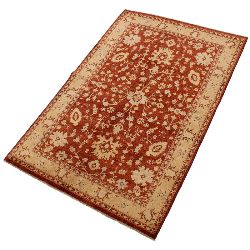 Tapis de la surface en laine rouge/beige 3 pi 2 po x 6 pi 7 po one-of-kind à la main noué la chobi Ofarrell
