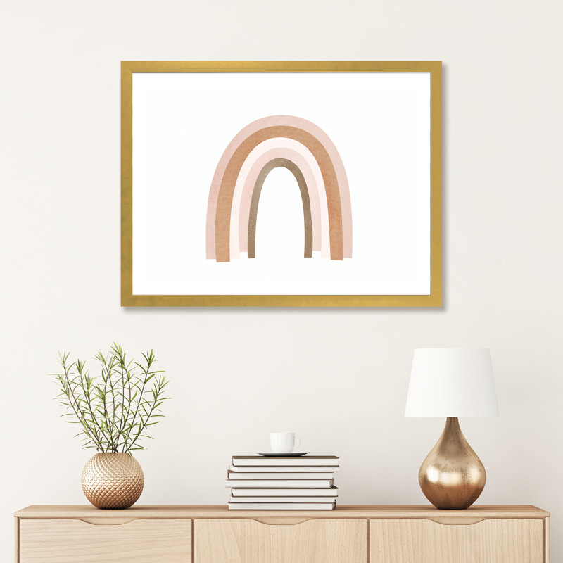 «Rainbow II» par Sissi & Seb - impression d'art graphique, H 24 po x l 32 po x P 1 po, Papier encadré doré, Blanc